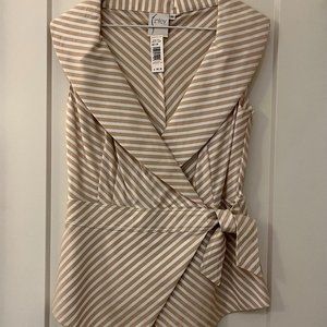 NWT Finley Beige and White Blouse, Size M